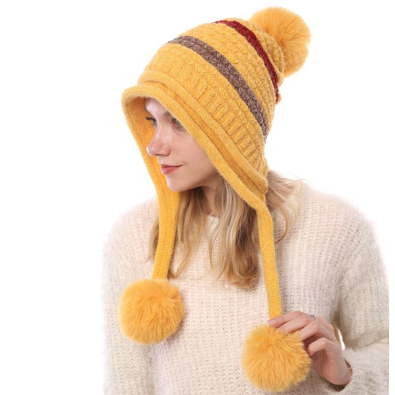 Woolen Hat New Autumn and Winter Women's Velvet Thickened Warmth and Coldproof Ear Protection Chenille Soft Knitted Hat