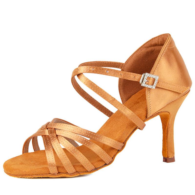 Women's Latin Dance Shoes Ballroom Dance Shoes Silk Satin Salsa Shoes