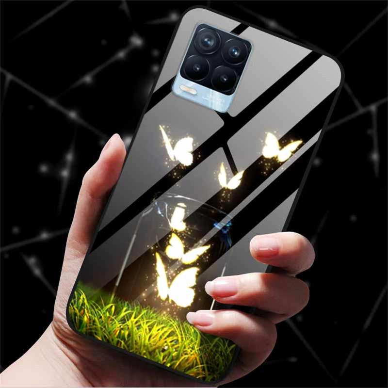 For Realme 8 Case Tempered Glass Hard Back Cover Case For Realme 8 5G 8i Realme 8 Pro Phone Case Cover Realme8 Pro Soft Bumper