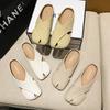 Baotou half slippers women's summer wear 2025 new maternity shoes wide fat feet fat sandals flat bottom one pedal sandals