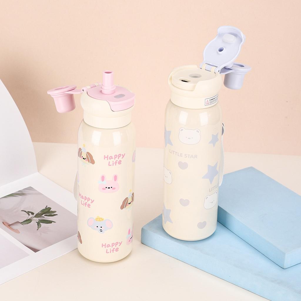 New Thermos Cup Girls Large Capacity High Appearance Level Straw Cup for Secondary School Special Double Drinking Pot