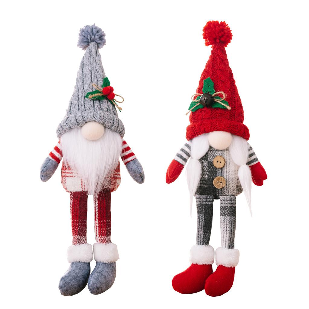 Adorable Nordic Style Christmas Decoration Rudolf Faceless Doll With Knit Cap