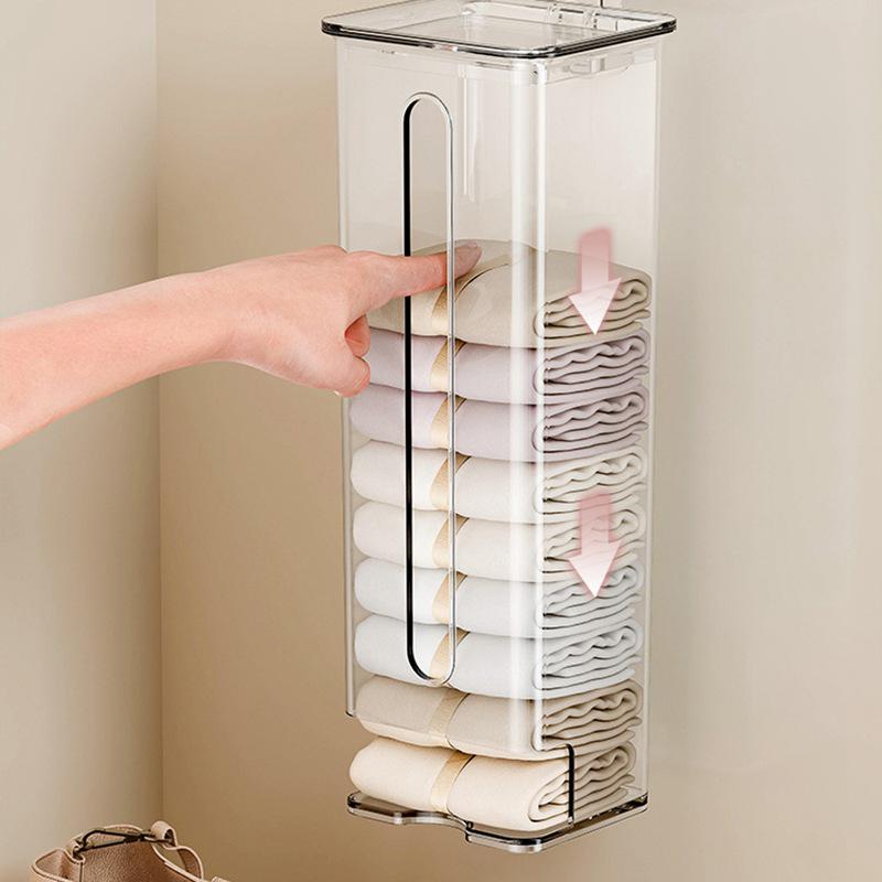 Suction Cup Wall-Mounted Underwear Organizer with Lid - Large Capacity Drawer for Socks