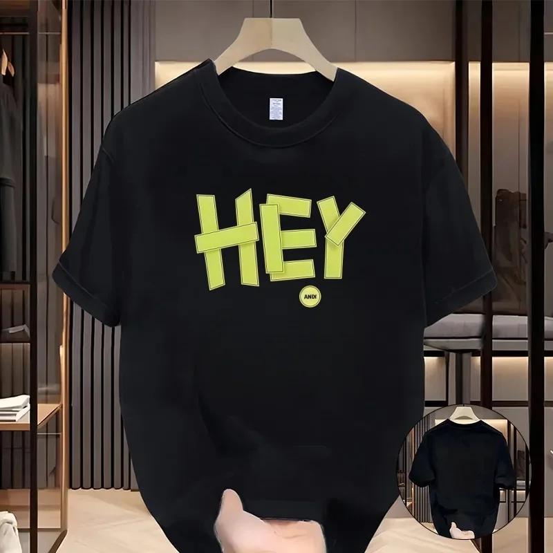 2026 Spring and summer Trendy and Cool Letter HEY Printed Short Sleeved Tshirt Personalized Street Style Casual Top S