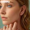 WOSTU 925 Sterling Silver European Simple CZ Ear Buckles Heart Hoop Earrings for Women Wedding Gift Minimalism Jewelry E737