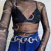 Harajuku Punk Hold Fém Övek Női Vintage Magas derekú Lánc Deréköv Gótikus Hold Nap Sliver Medálos Övek Női