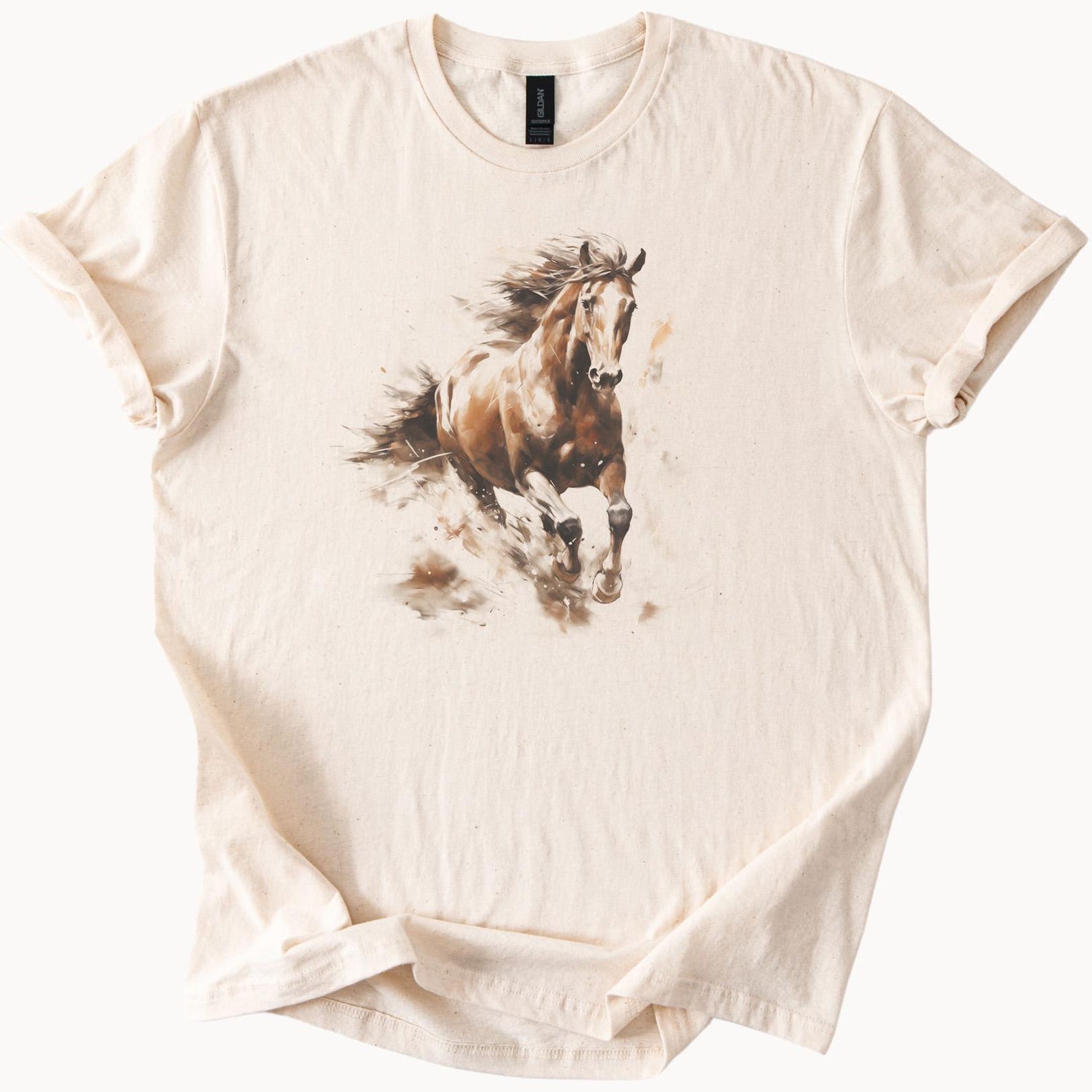 Galloping Horse TShirt Wild Mustang Graphic Tee Equestrian Style Top 110
