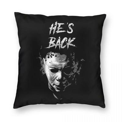 Michael Myers Film Horror Halloween Poszewka na Poduszkę Miękka Poliestrowa Poszewka na Poduszkę Dekoracyjna Poszewka na Poduszkę Pokrycie Siedziska Kwadratowa 45X45cm