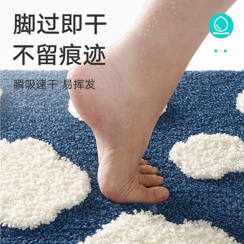 Thickened Absorbent Bathroom Mat Non Slip Shower Floor Rug Soft Plush Toilet Foot Pad for Home Washroom Restroom Decor Carpet