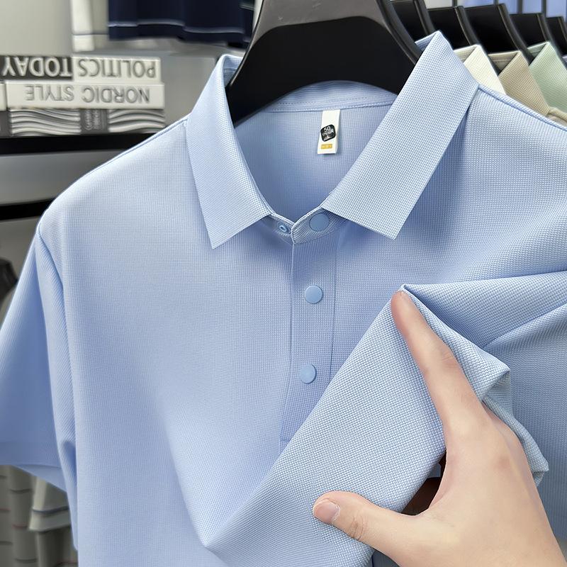 Lapel Collar Short Sleevepolo7 ABusiness Loose Fit T-Shirt