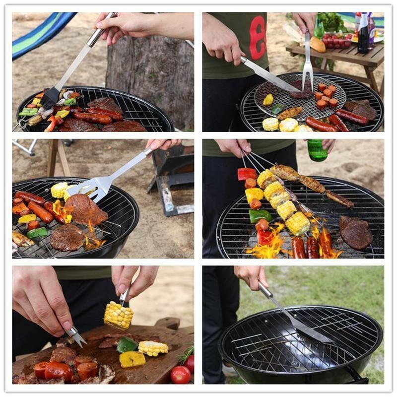 20PCS Stainless Steel Grill Set Outdoor Household Barbecue Combination Oxford Cloth Bag Barbecue Utensils Barbecue Tools