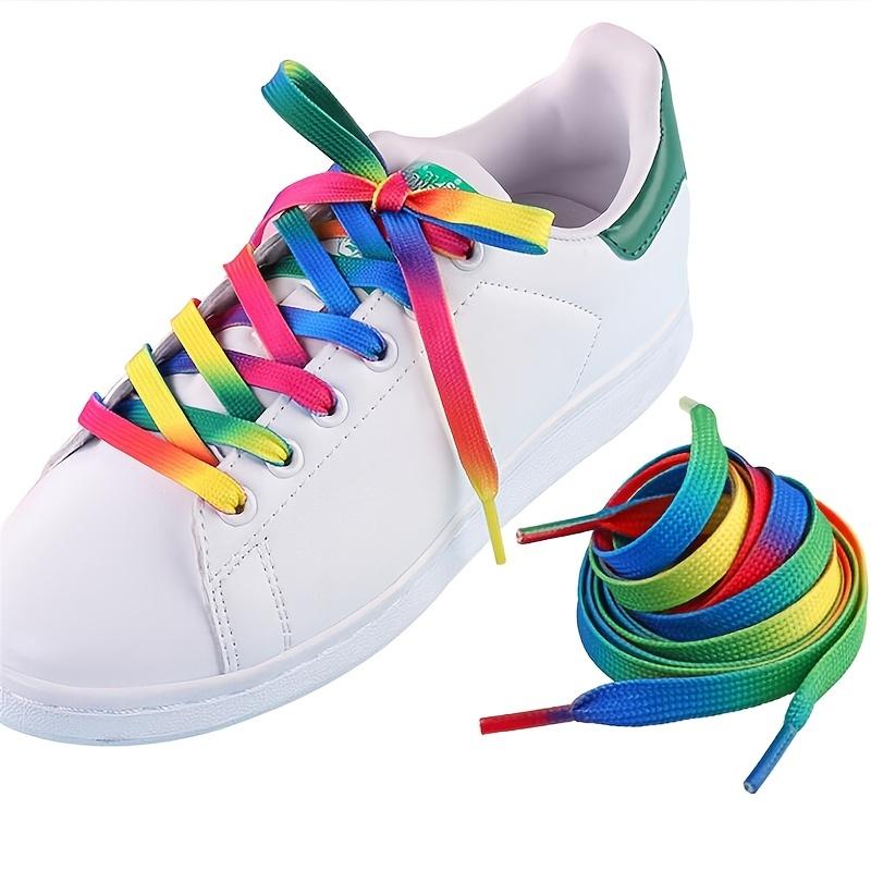 1 Paio di Lacci per Scarpe in Tela Gradiente Arcobaleno Lacci Colorati alla Moda per Sneakers Casual