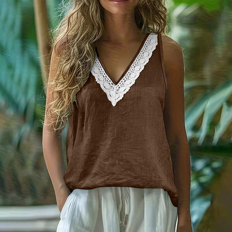 DICFY Women's Fashion Casual V-Neck Sleeveless Blouses & Shirts