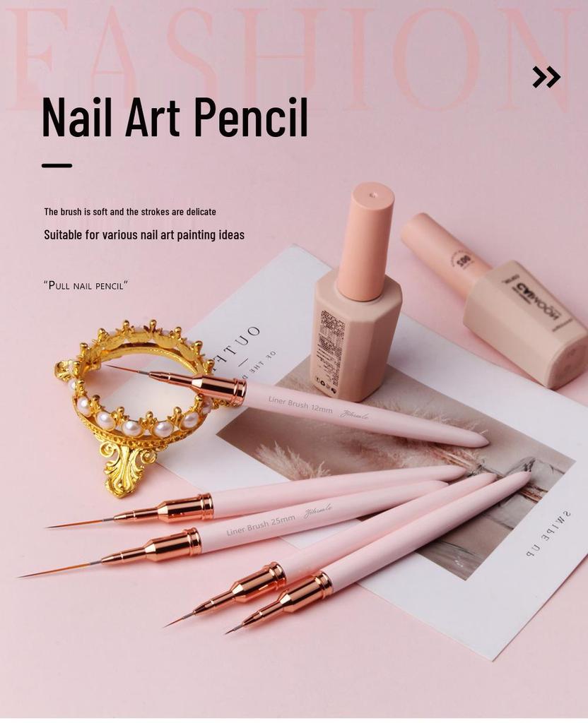 YiHuaLe Japanese Fine Liner Pen Set - 5 Pieces for Nail Art, Drawing Flowers, Silk Pulling, and Makeup.