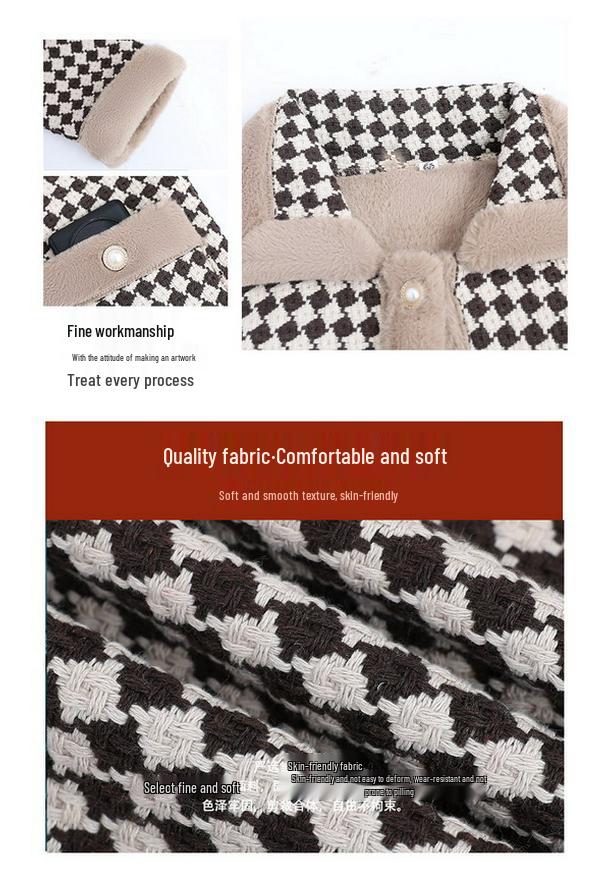 Mom's Stylish Fleece-Lined Thickened Jacket 2025: Autumn/Winter Slimming Cotton Coat for Middle-Aged Women