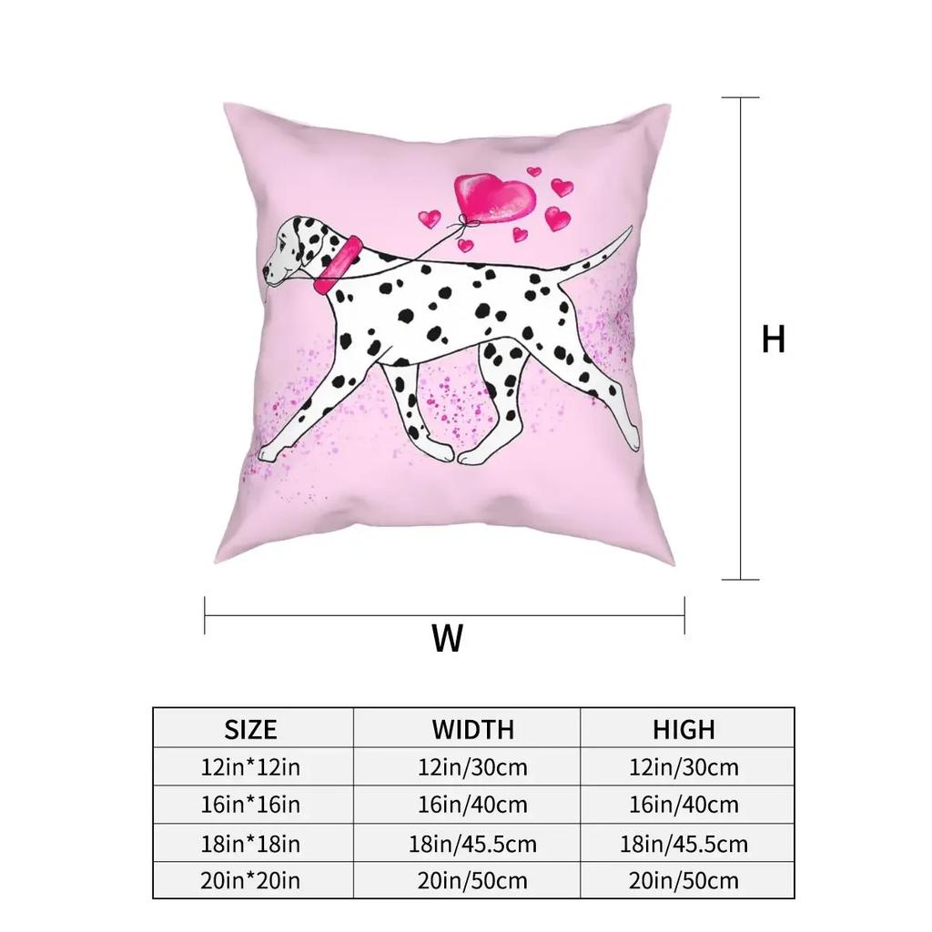 Dalmatian And Hearts Square Pillow Case Polyester Decorative Pillow Dog Animal Lover Casual Cushion Covers