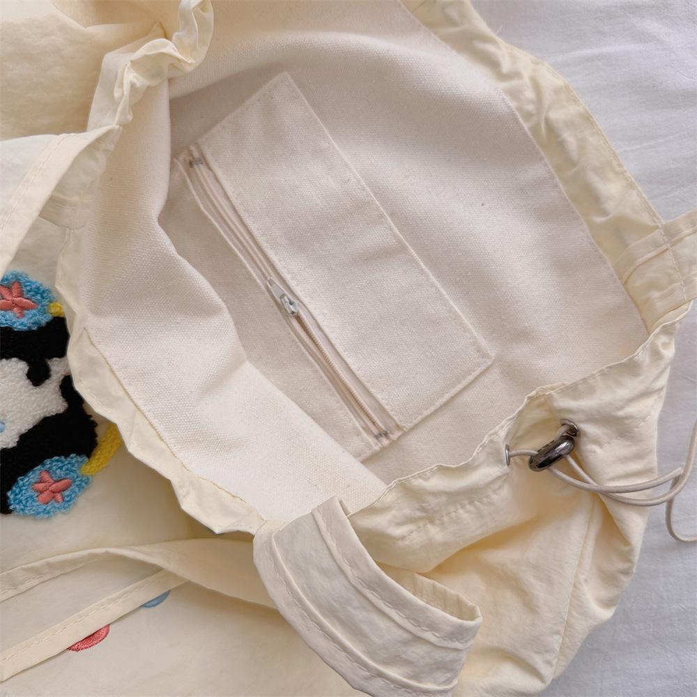 Cute Towel Embroidery Female Canvas Shoulder Bag College Girls Books Handbag Eco Cotton Cloth Purse Women Large Shopping Tote