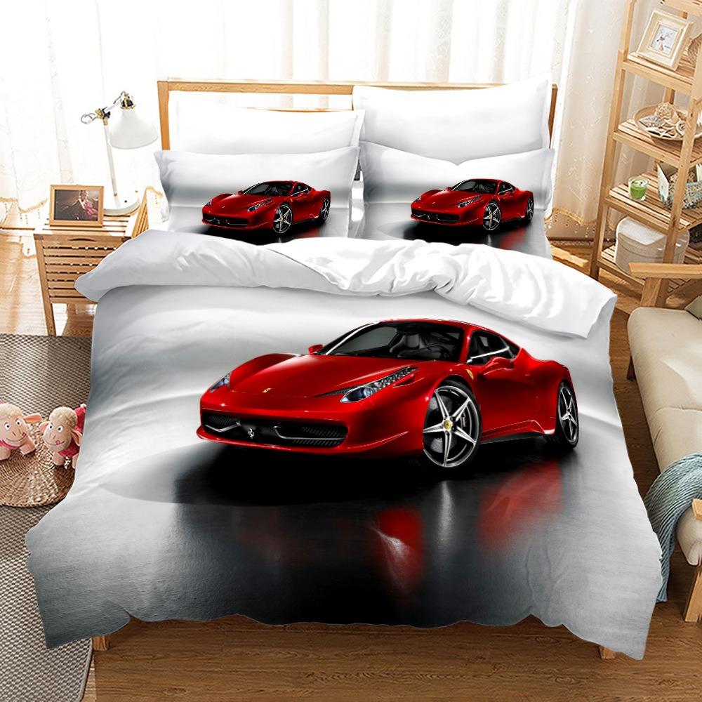 Luxury Car Duvet Cover Set Cartoo Bedding Set for Kids Boys Polyester Bedding Set King Size