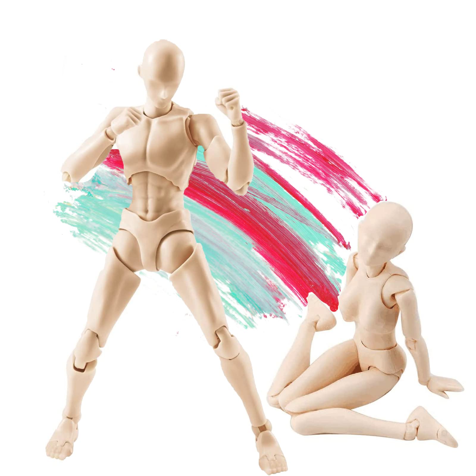 

Gnallang Drawing Doll, Articulated, with Stand, Changeable Gestures, Cartoon Model, Muscular Body, Male and Female, Skin Color