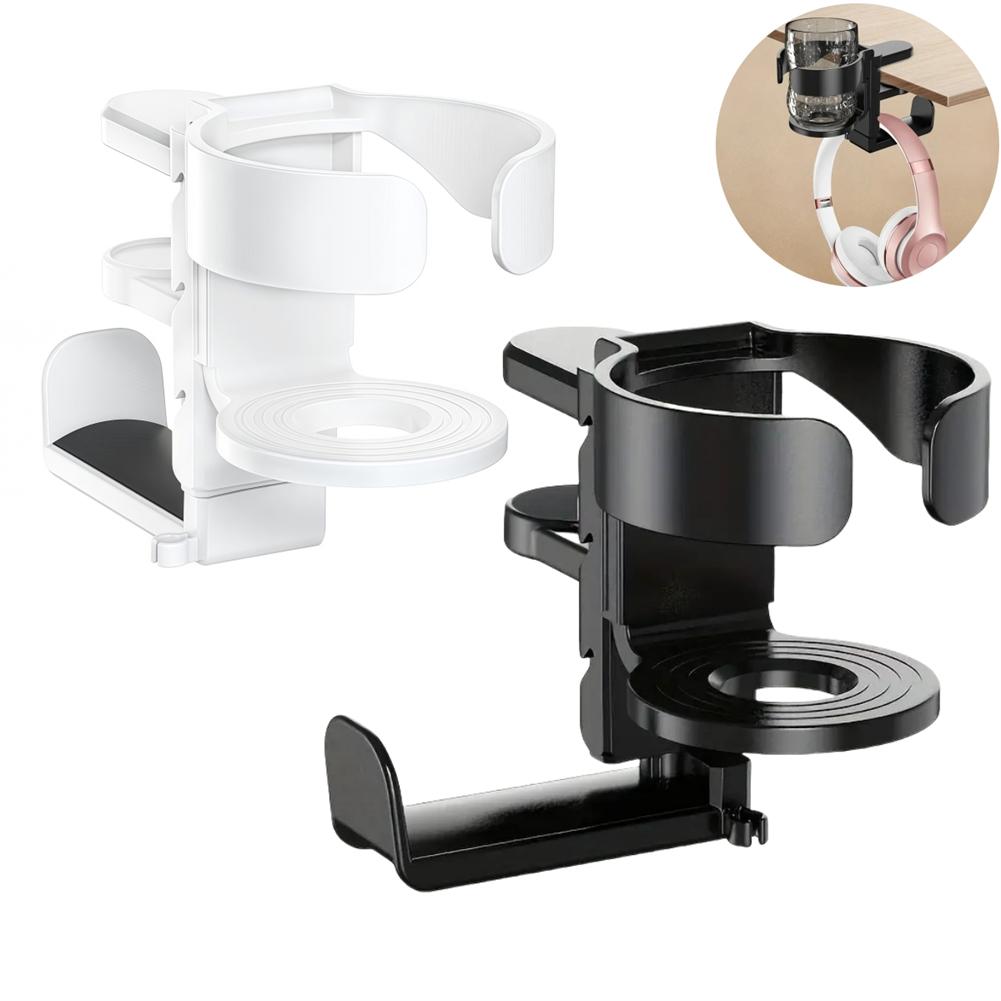 Adjustable Under Desk Clamp for Headphones and Drinkware Organization 2 in 1 Holder for Home Office and Gaming Setup