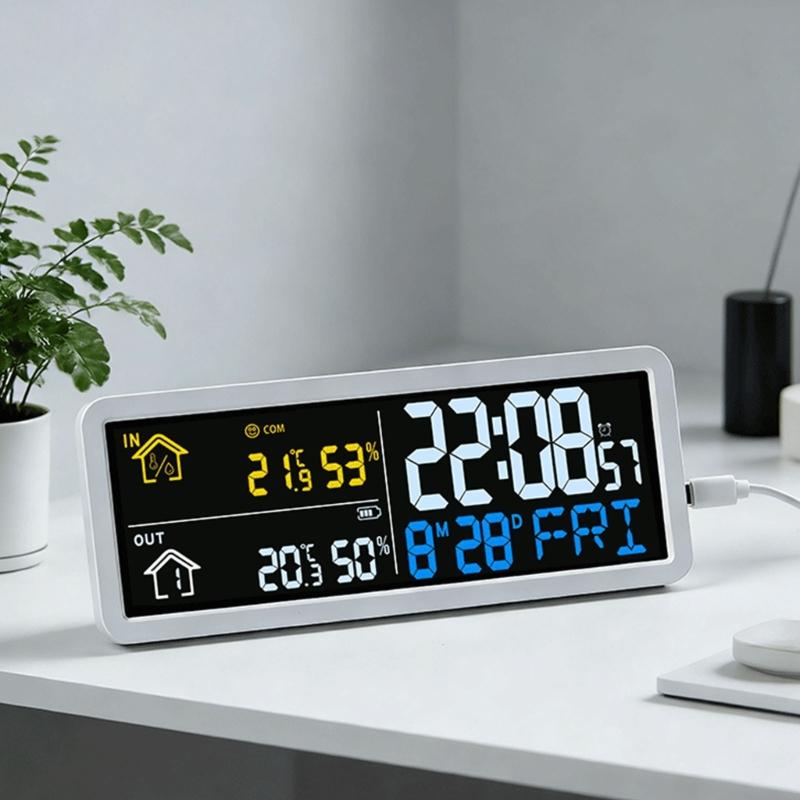High Precise Digital Wall Clock With Multiple Temperature Humidities Display Simple LCD Room Clock For Living Room