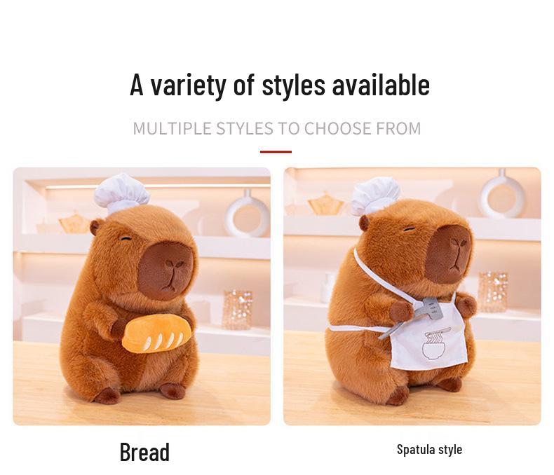 Chef Capybara Plush Toy: Cute Baker Doll, Large Sleep Companion Pillow