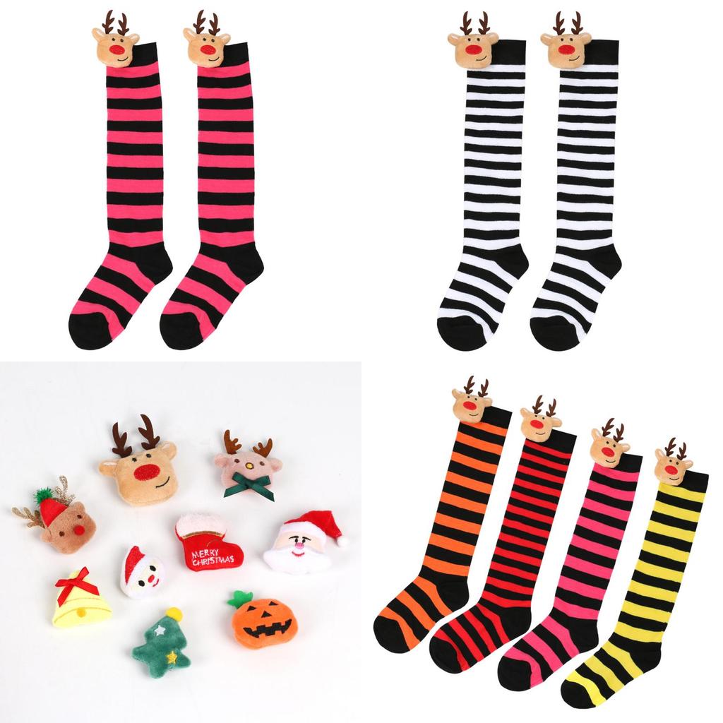 New Arrival Kids Christmas Socks With Cute Cartoon Deer Plush Toy Polyester Fabric Friction Resistant