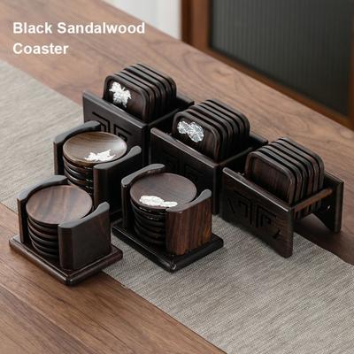 Heat Resistant Cup Pad Black Sandalwood Tea Tray High-End Cup Mat  Tea Table