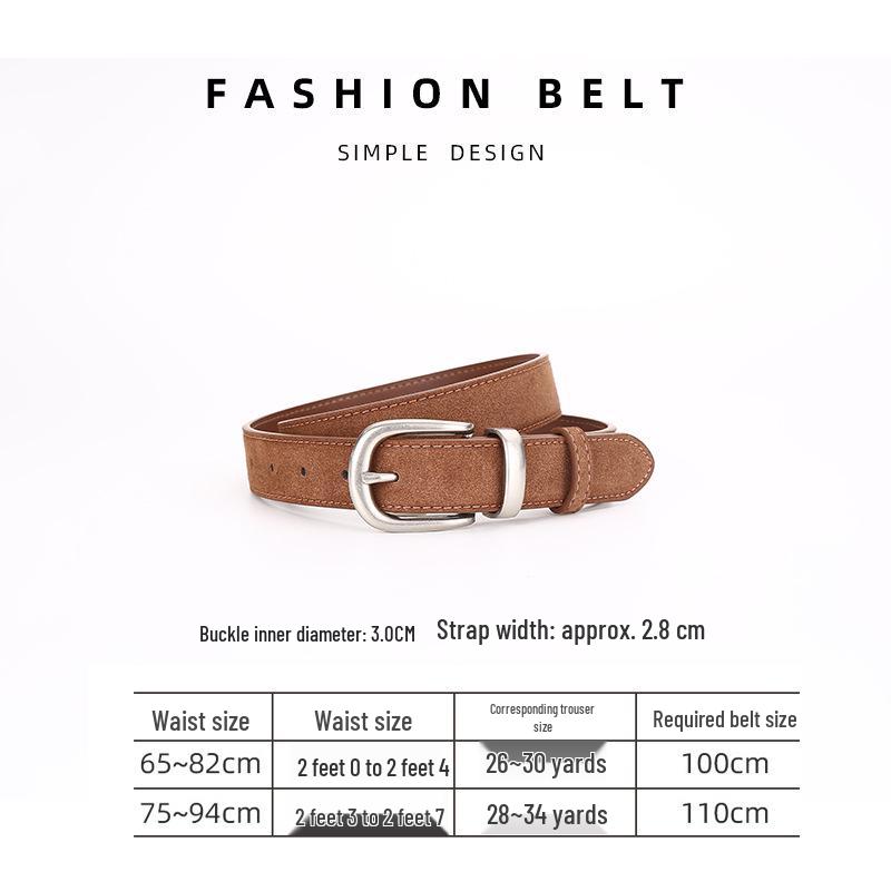 Women's Versatile Suede Leather Belt with Pin Buckle - High-End Light Luxury Fashion Accessory for Jeans