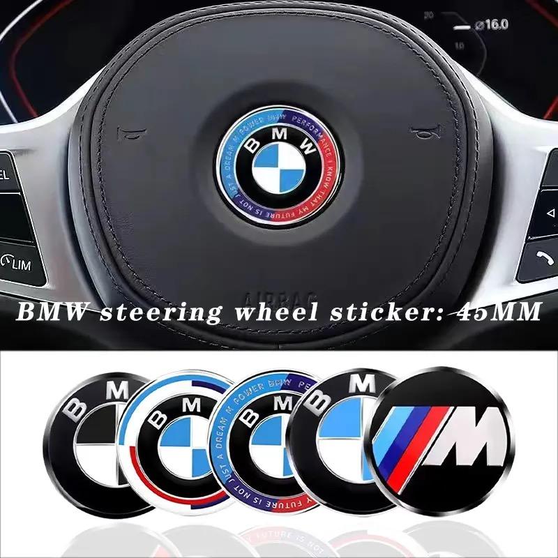 NNEJ4 Aluminium Car Steering Wheel Center Emblem Badge Cap Sticker Sticker For All BMW E46 E39 E38 E90 E60 E36 F30 F20 X1 Accessories