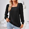 Women's Fashion Solid Colour Long Sleeve Square Neck Loose T-Shirt Top