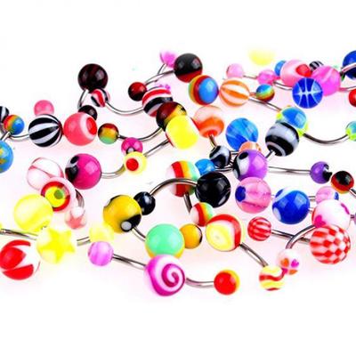 30 Τεμάχια Πολύχρωμα Κρίκοι Κοιλιάς Σέξι Body Piercing Κρίκος Κουμπί Μπάρα Ομφαλού Κοσμήματα