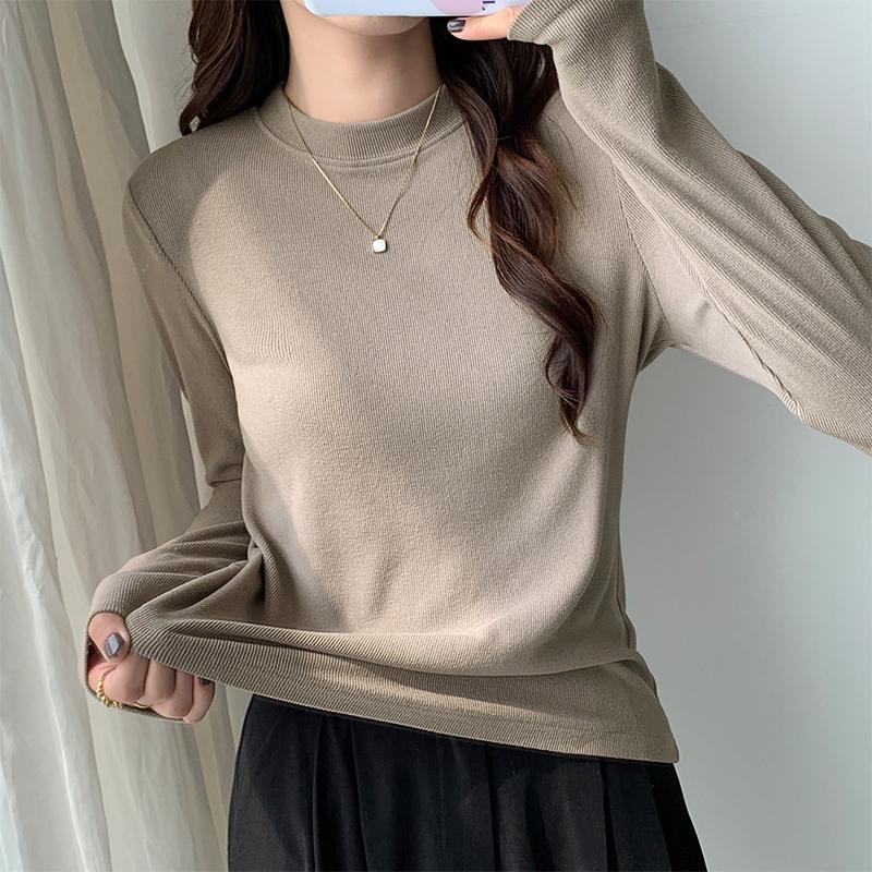 

Женская рубашка высокого класса с полувысоким воротником и длинными рукавами на осень/зиму L