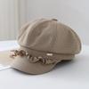 Berretto Ottagonale a Quadri e Righe Berretto da Donna, Primavera Estate Pizzo Carino Sottile Cappello da Pittore Femminile Vintage Nuovo