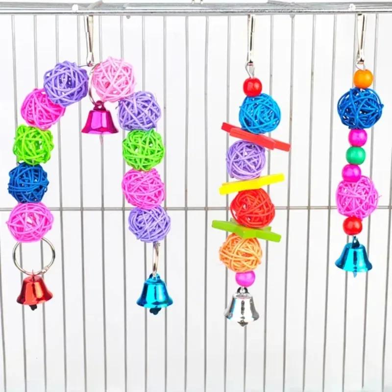 Bird Swing Parrot Toys With Bell Hanging Ring Stand Playstand Cage Playground for Budgerigar Cockatiel Parakeet Bird Supplies