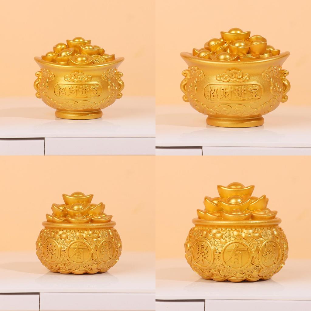Style Resin Fortune Basin With Prosperity Coins For Office Or Home Decor Gift