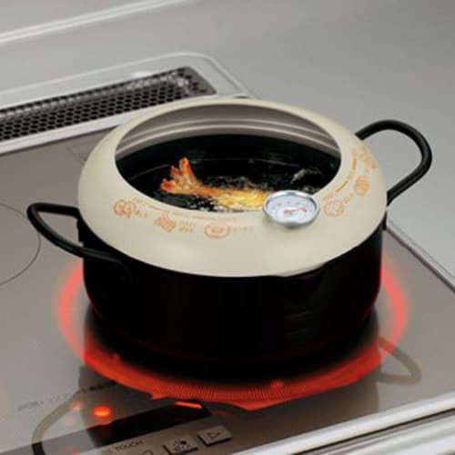 Kai Corporation DZ-5847 20cm Double-Handled Tempura Pot with Thermometer