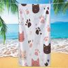 Cute Cartoon Cat Face Paw Print Beach Towel Sand Free Quick Dry Towel Minimalist Pink Brown Kitten Footprint Pattern Blanket