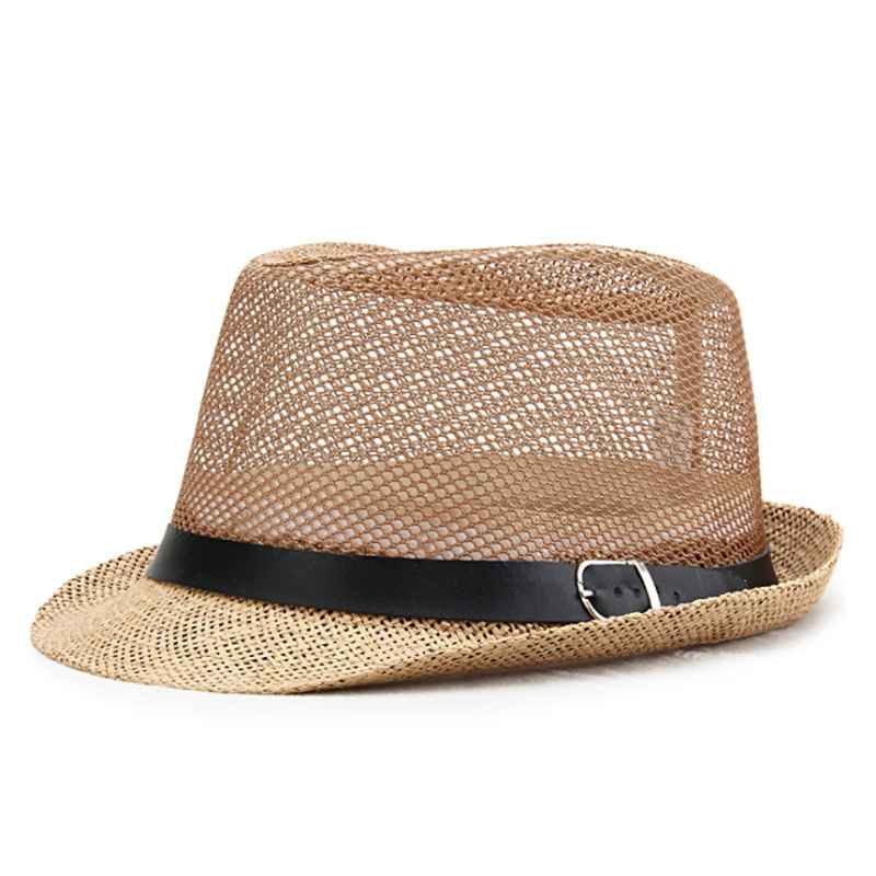 MYZOPER 2019 New Hollow Mesh Breathable Visor Fashion Straw Hat Vintage Solid Color Outdoor Summer Cap Men'S Hats