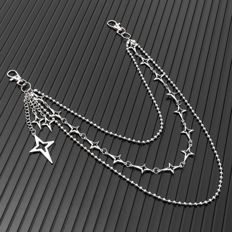 Retro Punk Rock Star Pants Waist Chain Men Women Jeans Chains Metal Sphere Pendant Keychain Accessory Jewelry Gift