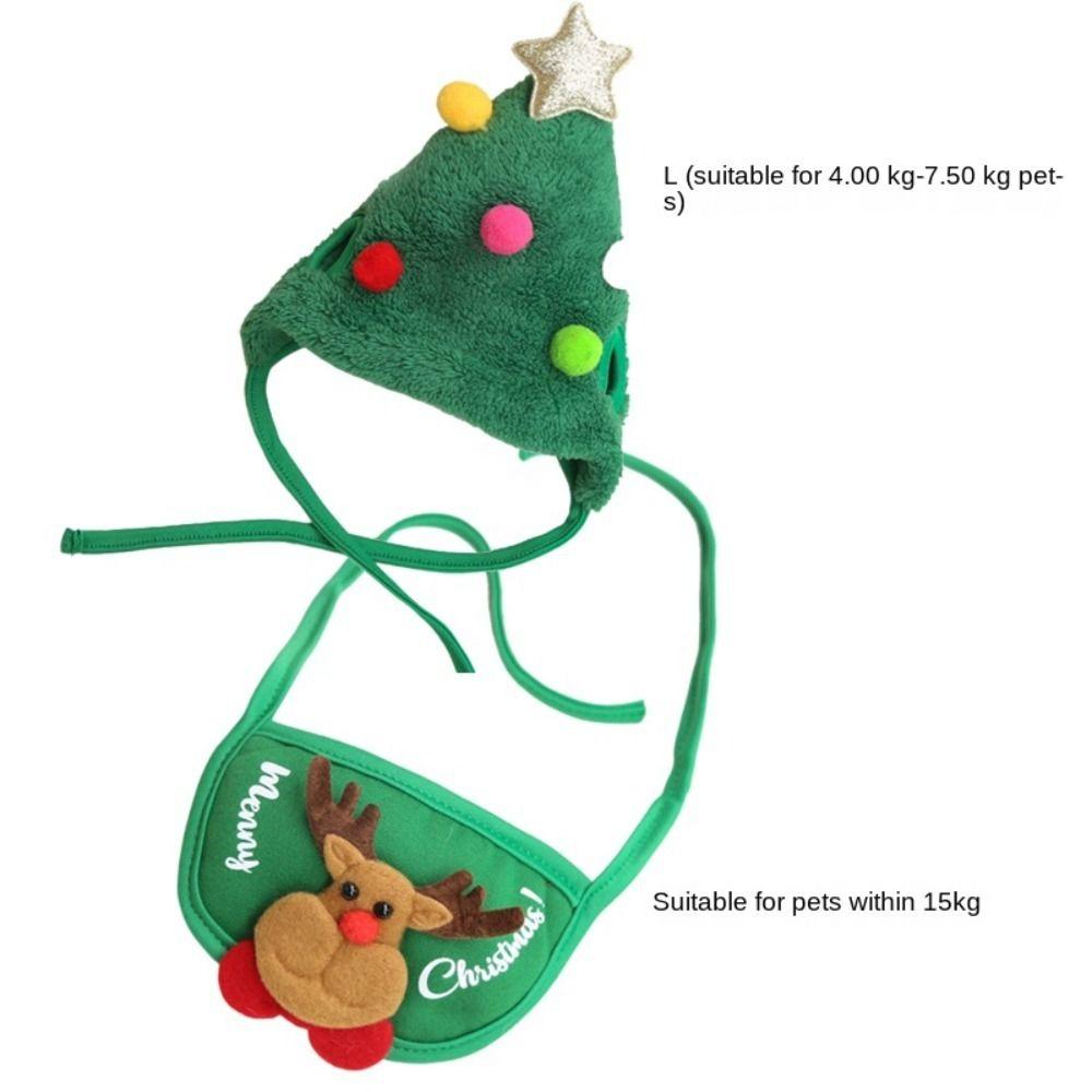 2PCS Cotton Plush Christmas Pet Hat Winter Pet Costume New Pet Bandana  Dog