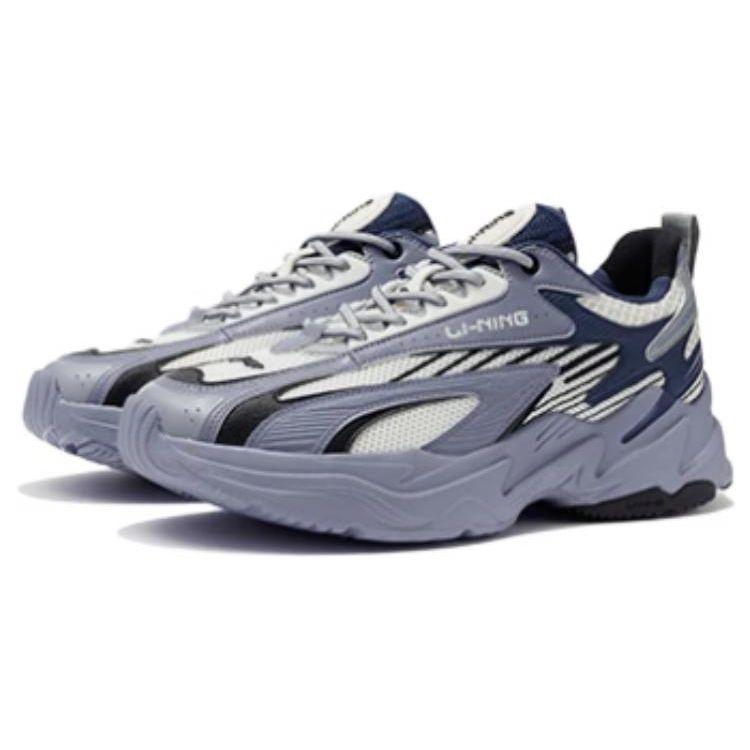 Li-Ning Meteor Synthetic Leather Shock Absorbing Non-Slip Wear-Resistant Rebound Low-Top Casual Shoes Men sneaker White Blue ARLS007-4
