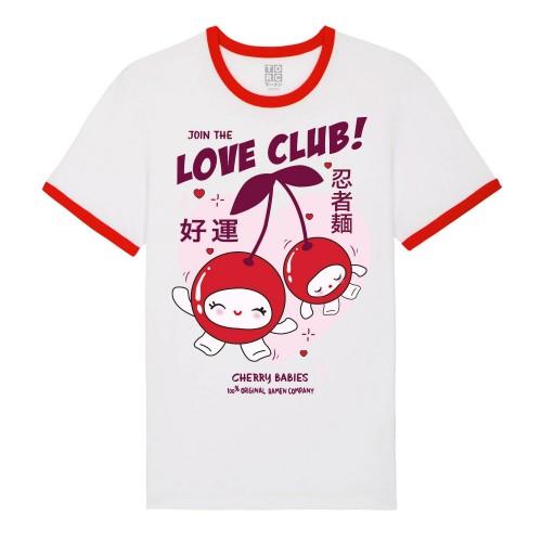 TORC Unisex Adult Ramen Love Club Cherry Ringer T-Shirt M blanc/rouge