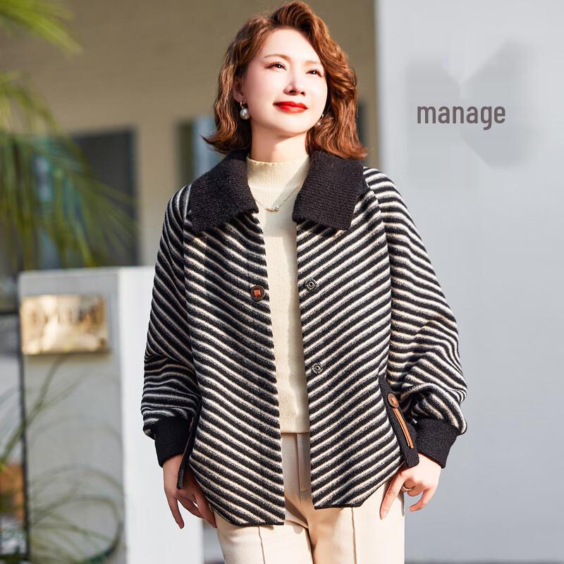 

Jianhu Middle-Aged Women s Autumn/Winter Elegant Mid-Length Coat XL