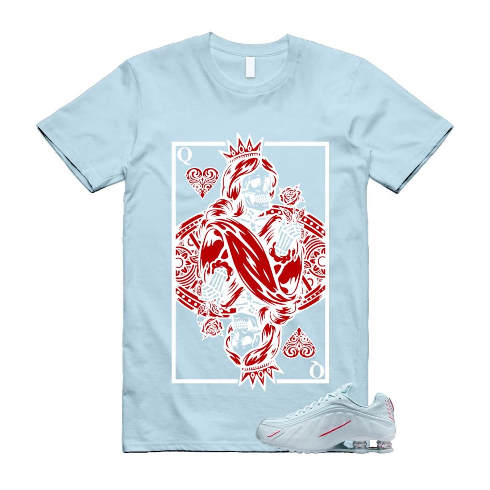 Shox R4 Puerto Rico Glacier Blue White University Red T Shirt Match QC 3XL