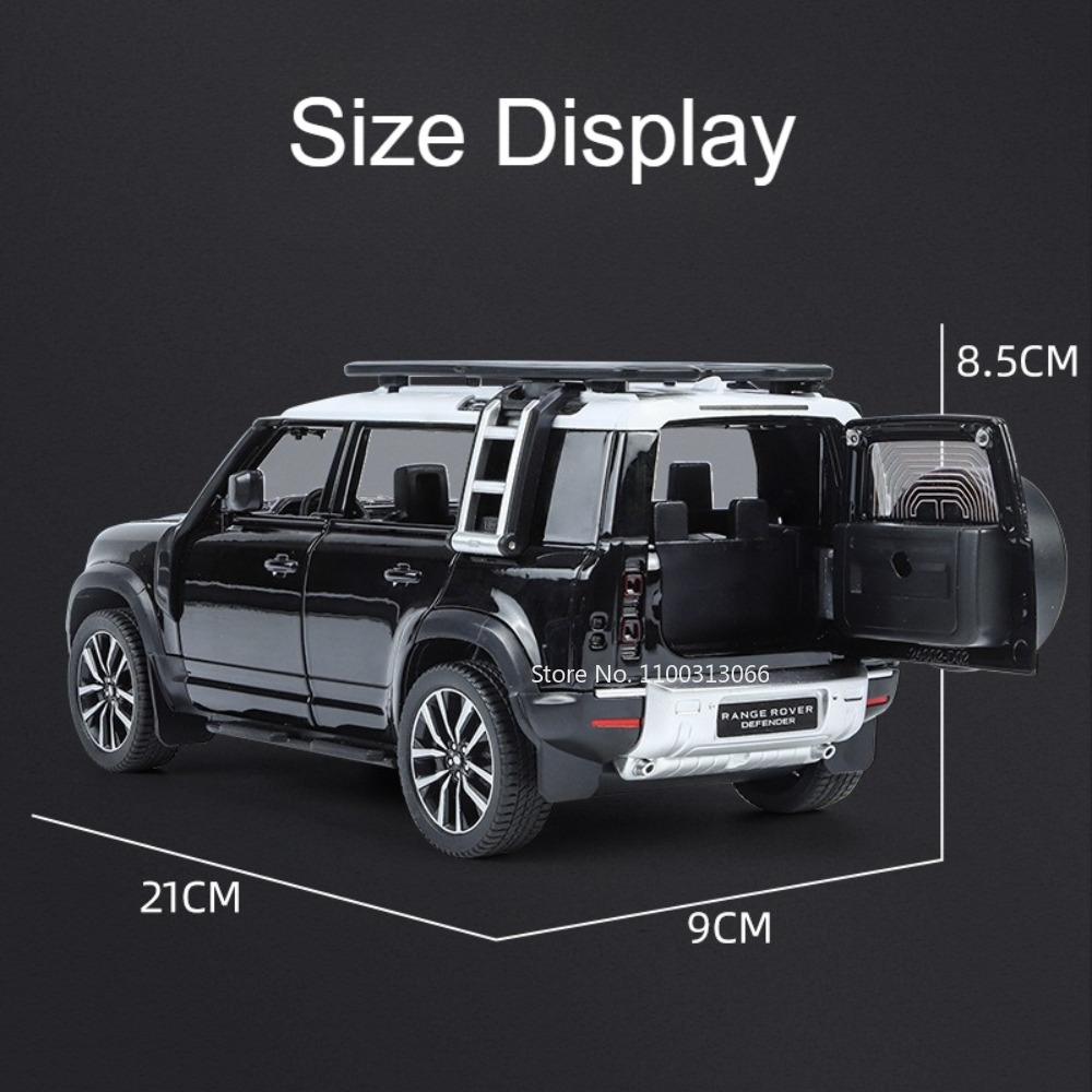 1:24 Alloy Land Rover Defender 110 Models Toys Miniature Cars with Pull Back Light Music Off-road Model for Toddler Kids Gifts