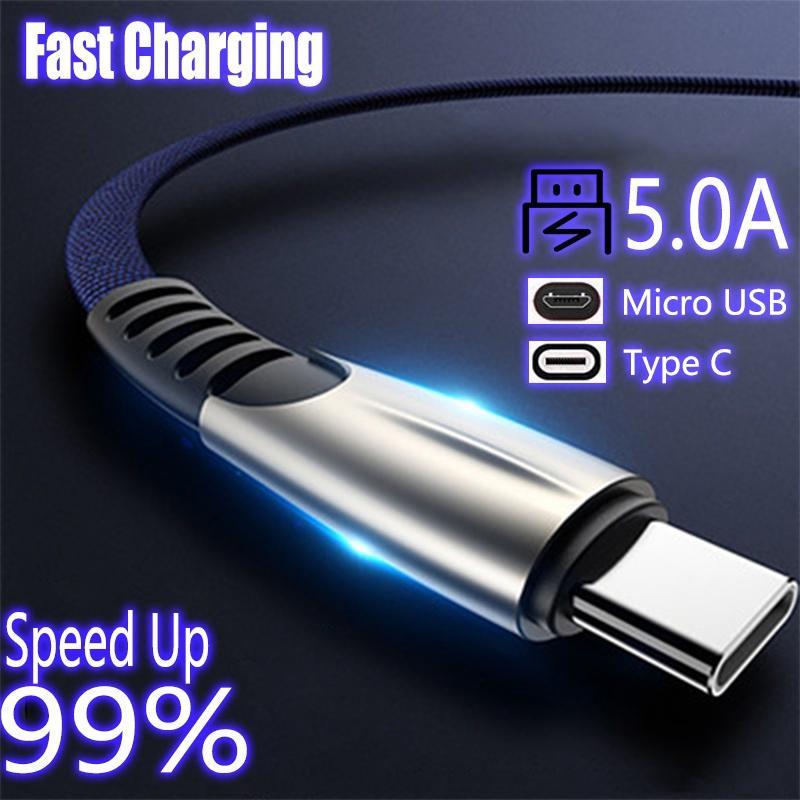 Pour Android Samsung Huawei 1M 5A câble de charge rapide cordon Micro USB type-c