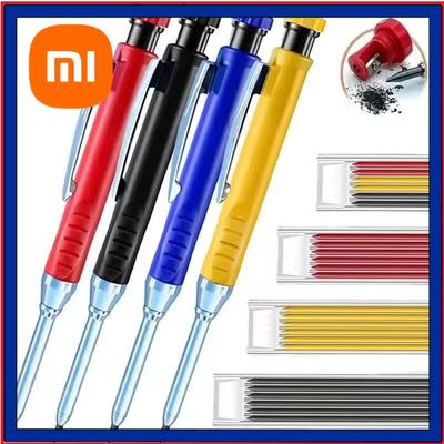 Xiaomi Solid Carpenter Pencil Set Woodworking Tools Mechanical Pencil 5 Colors Refill Construction Job Tools Carpentry Marking Scriber