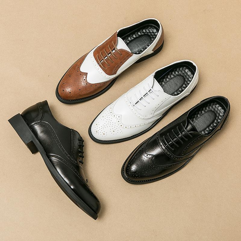 Large Size Leather Shoes Men's Versatile Fashion British Men's One-pedal Business Dress White Groom Wedding Shoes