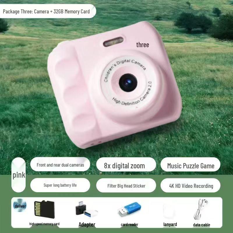 HD-Digitalkamera mit zwei Objektiven, niedlich, für Schüler: Sofortige Fotoaufnahme & Übertragung auf Mobilgerät